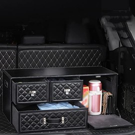 Organizador para Asiento Trasero Caja De Almacenamiento De Maletero De Coche Multifuncional Caja De Almacenamiento De Cuero Diseño Acanalado Fácil De 
