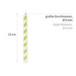 FRANZ MENSCH NatureStar Paper Drinking Straws Cocktail Striped FSC® Certified Green / White, Length: 13 cm, Diameter: 0.8 cm, Paper Straws, Paper Straws, Stirrers, Pack of 3400