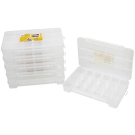 Akro-Mils 05905 Plastic Portable Parts Storage Case for Hardware and Crafts with Hinged Lid and 5 Adjustable Dividers, (14-3/8-Inch x 9-1/2-Inch x 2-1/2-Inch), Large, Clear, 6-Pack