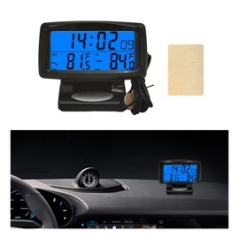 Suvnie Car Digital Thermometer Clock, Multifunctional Dashboard Clock with Dual Fahrenheit Date Alarm, Mini Car Clock Thermometer Monitor with LCD Backlight Display for Indoor and Outdoor