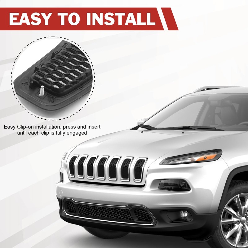 JINCHEN 7pcs Grill Mesh Inserts Fit for Jeep Cherokee 2014-2018,