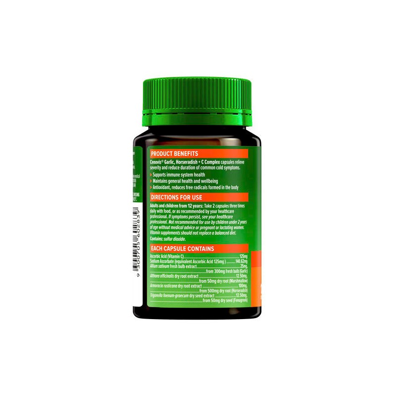 Cenovis Garlic, Horseradish + C Complex 120 Capsules