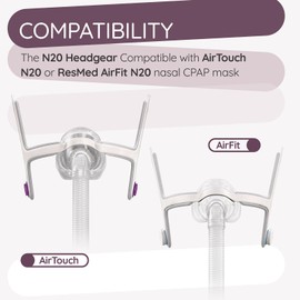 2 Pack N20 Headgear Large Compatible with ResMed AirFit AirTouch N20 Nasal Mask Headgear, N20 Full Face Mask Headgear Strap