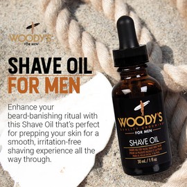 Woody's Shave Oil for Men, Pre-Shave Base Oil Layer for Enhanced Shaving and Smoother Skin, 1 Fl Oz
