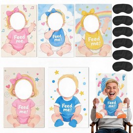 6 Set Blindfolded Feed Me Baby Shower Games, Blindfolded Baby Food Feeding Games with 6 Blindfolds, Funny Gender Reveal Party Favors and Baby Shower Party Supplies