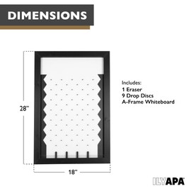 Ilyapa Large Prize Drop Board Game - 18x28 Inch Portable Penny Drop Game for Events and Trade Show - Includes 9 Coin Discs, Wooden A-Frame Whiteboard Sign, Eraser