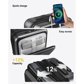 LUGGEX Carry on Luggage 22x14x9 Airline Approved, PC Hard Shell Suitcase with Front Pocket, Expandable Luggage with USB Port (Blue, 20 Inch, 36.7L)