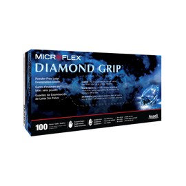 MICROFLEX Diamond Grip MF-300 Disposable Latex Gloves for Automotive, Healthcare, Machinery Industries - Large, Natural (Box of 100)