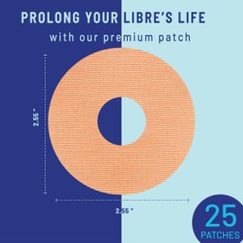 RightCare CGM Adhesive Patches Pre-Cut for Freestyle Libre 2 &3 and Lingo, Waterproof Adhesive Medical Tape, Uncovered Circle Protective Patches, Tan, Bag of 25