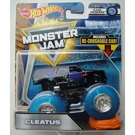 Hot Wheels Monster JAM 1:64 Scale Clear Crushers, Cleatus 3/4 Includes RE-Crushable CAR