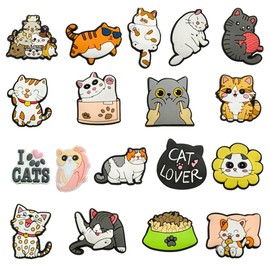 Amazleer 18-Piece Shoe Charms Shoe Charms for Crocs Badge Cartoon Cat Paw Bones DIY Decoration for Shoes Gifts, Plastic, Agate