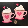 HANDMADE Die Cut / 2 Valentine Mugs Scrapbook / Card Embellishment