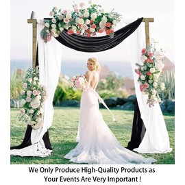 ShinyBeauty Wedding Arch Draping Fabric - Black & White 2 Panels 29" x 19FT Long Chiffon Drapes for Archway - Sheer Fabric Drapery Curtain for Ceremony Reception Swag Decoration