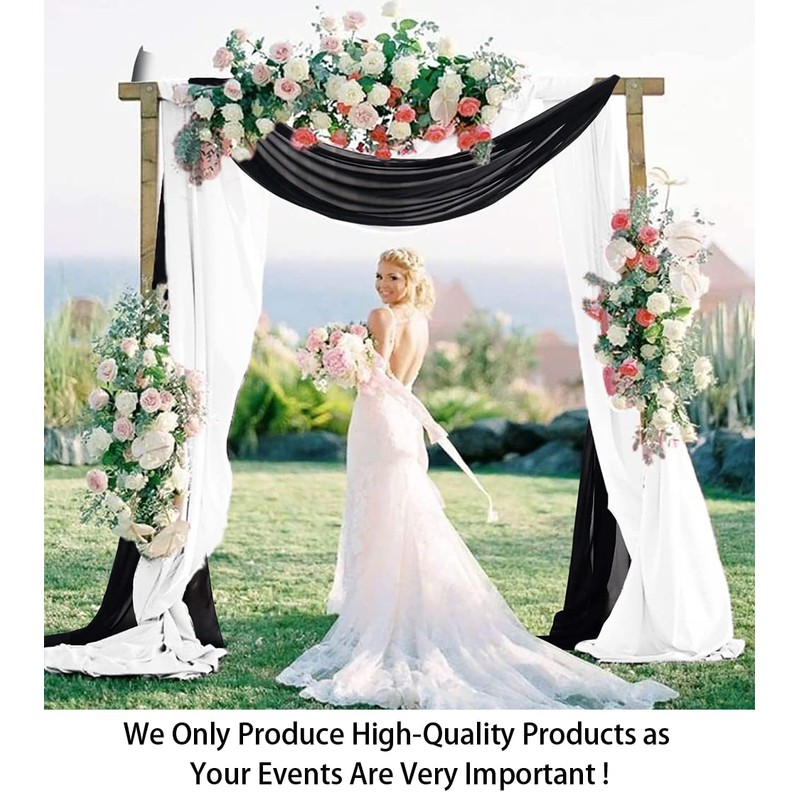 ShinyBeauty Wedding Arch Draping Fabric - Black & White 2