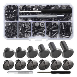 Book Screws Metal Belt Screws Cross Head Screw for Dog Lead Book Screw 4 mm Chicago Book Screws Black Chicago Screws with Screwdriver for Leather, DIY Books, Scrapbooking 110