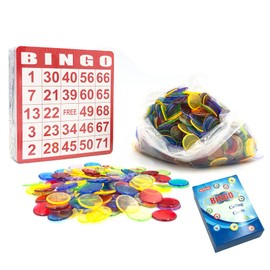 Yuanhe Bingo Cards Game Set - Includes 50 Bingo Cards,500 Colorful Transparent Bingo Chips and Deck of Calling Cards, Great for Adults Kids Family Game Nights, School Classroom Activity, Bingo Parites