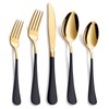 Moxinox 20-Piece Black & Gold Silverware Set, 18/0 Stainless Steel