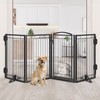 Metal Free Standing Dog Gate with Cat Door for Indoor/Outdoor,80"