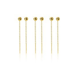 Cute Short Threader Earrings Silver Gold Black Chain Link Ball Dangle Drop Pull Through Earrings Minimalist, No Gemstone