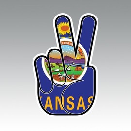 RDW Kansas State Shaped Peace Sign Sticker - Die Cut - Decal Hippie 60s Love KS 3.17" x 5.00"