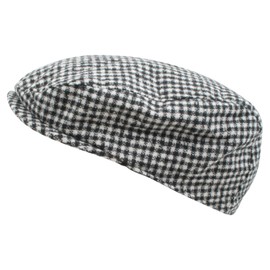 Atano Mens Traditional Flat Cap Black & White Check 60cm