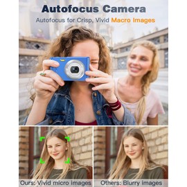 Digital Camera, Zostuic HD 1080P Vlogging Camera 2.4" LCD Compact Camera with 16X Digital Zoom,Powerful Cameras for Photography, Portable Mini Camera for Adult, Beginners, Kids (Blue)