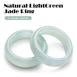 DNTENG Natural A Grade Jade Band Ring Burma Jade Rings for Women Men, Myanmar Type A Jadeite Jewelry Gift Engagement Ring(Ring Size:4-12), US SIZE 6, Stone, Chalcedony