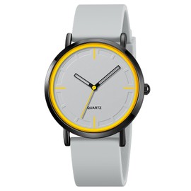 BESTKANG Lovers Watches Fashion Simple Women Men Watches Luxury Quartz Silicone Waterproof Unisex Wrist Watches (Gray)