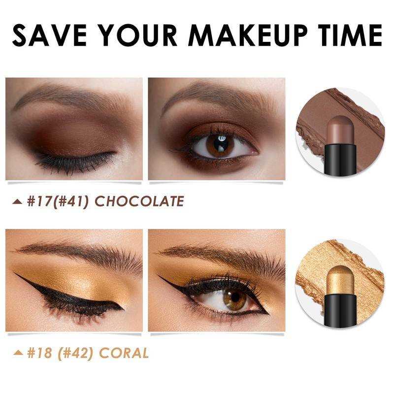 FOCALLURE (2 Pcs 2 in 1 Eyeshadow and Eyeliner Pen,Waterproof