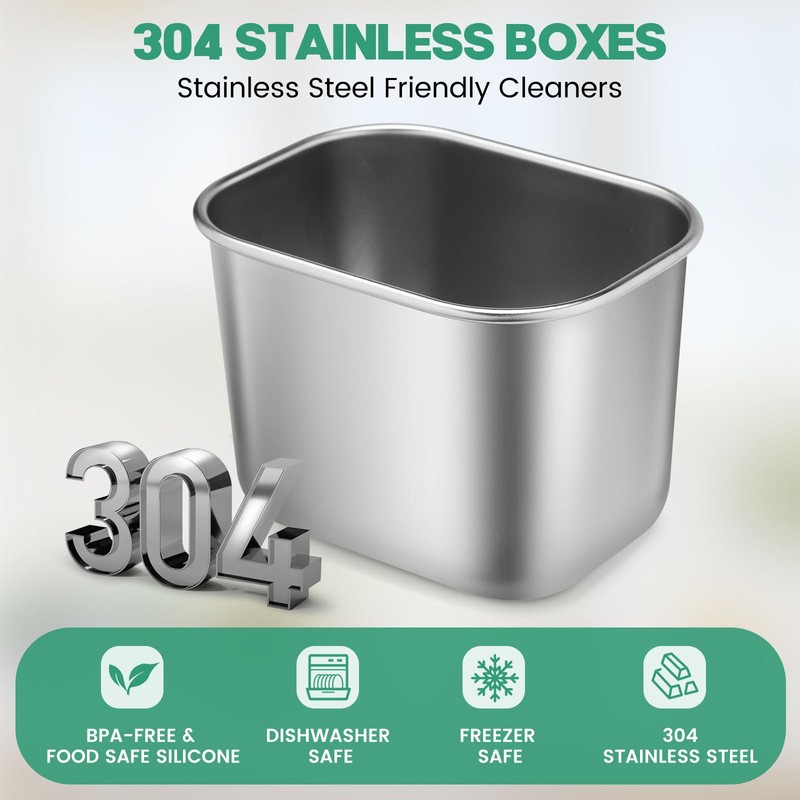 FANCILLA Snackle Box Container, 8 Compartment Stainless Steel Divided Serving