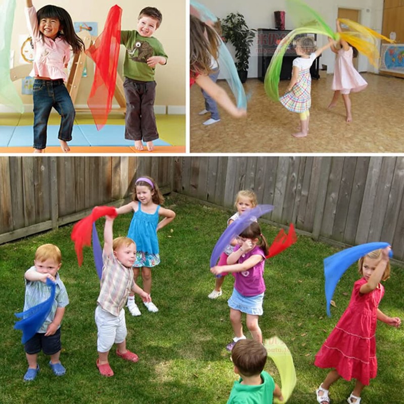 12pcs Chiffon Gradient Juggling Silk Dance Magic Tricks Dancing Props