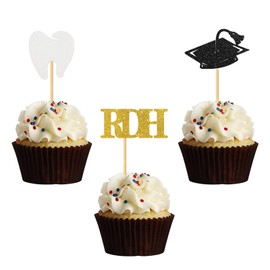 Congrats Dentist RDH Graduation Cupcake Toppers/Congrats Dentist Cupcake Decor/Congrats Grad Cupcake Toppers/Doctor Medical Science Graduation Cupcake Decorations / 24 Pcs Glitter