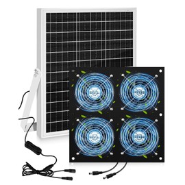 ZXWATC Solar Exhaust Fan for Chicken Coop with 25W Solar Panel & 4-Pack High-Speed Brushless DC Fans, Solar Powerd Shed Ventilation Fan for Chicken Coops, Greenhouses, Sheds, Pet Houses