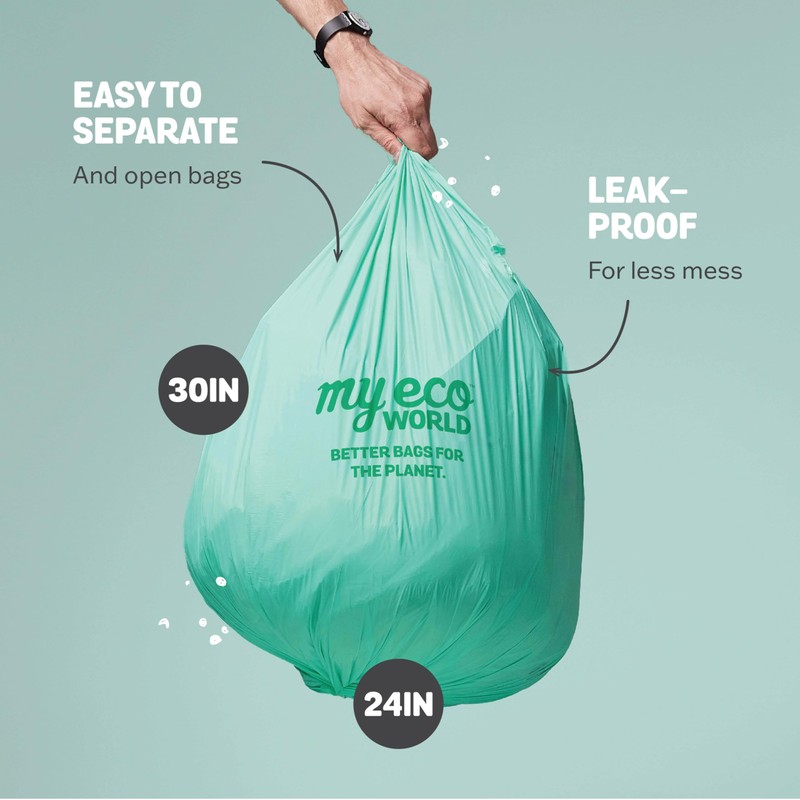 MyEcoWorld® Compostable Kitchen Waste Bags - 48 Count - 100%