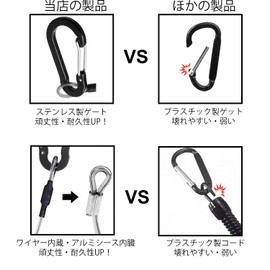 Lix&Rix Spiral Cord, Coil Chain, Key Strap, Curl Cord, Drop Prevention, General Purpose, Black, Set of 3