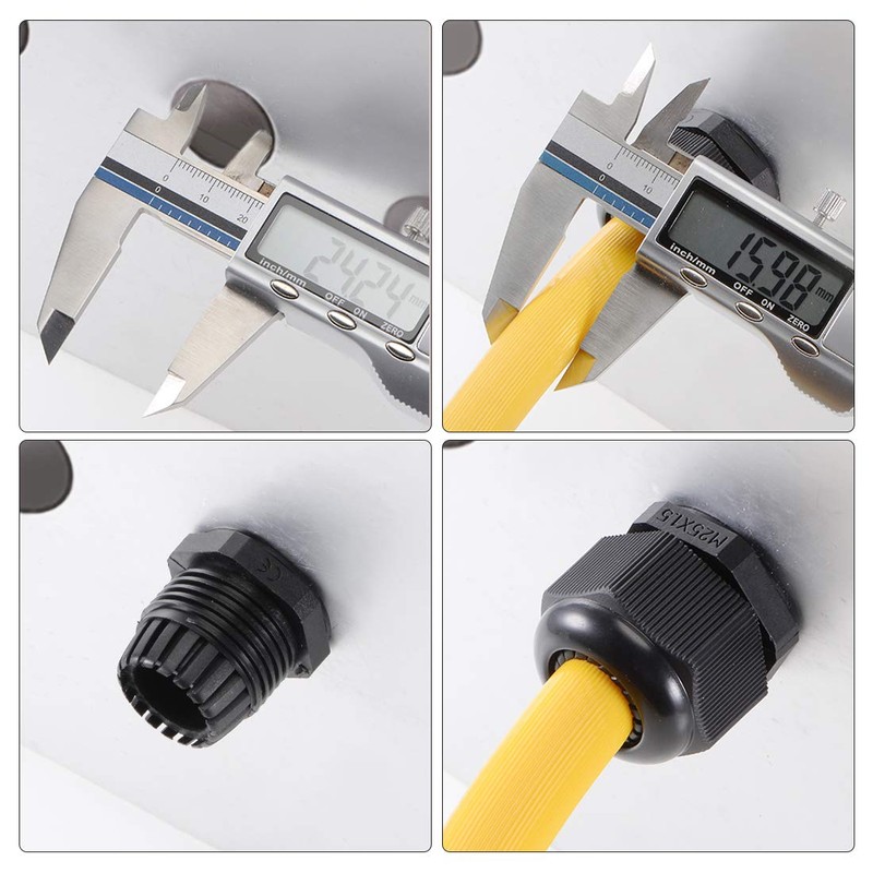 sourcing map 6Pcs M22 Cable Gland Waterproof Plastic Joint Adjustable