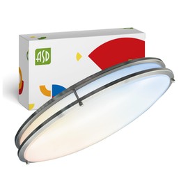 ASD LED 32" Oval Flush Mount Lighting, Close to Ceiling Light Fixture | 5CCT, Dimmable, ETL Listed | 50W 3960LM 2700-5000K 120V | Low Profile Double Ring Lamp | Nickel