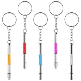 5PCS Glasses Tightening Kit 4 In1 Mini Screwdriver for Eyeglasses, Watches Mini Precision Sunglasses Repair Kit with Keychain, Stainless Steel Alloy Tiny Screwdriver Set Watchmaker Tool(5 Colors)