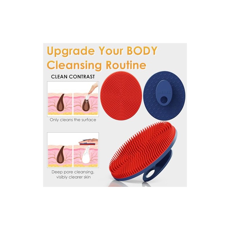 Innerneed Limpiador Corporal Magnético Silicona Cepillo Higiénico Ducha Color Rojo
