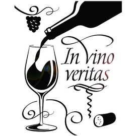 Vinyl Wall Decal Wine Glass Bottle Bar Quote in Vino Veritas Stickers Mural Large Decor (g4497) Black