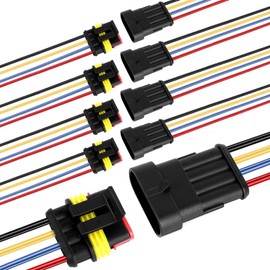 4 Pin Waterproof Wire Connector, 18AWG 10cm Male and Female Wire Connector Suitable for Car, Truck, Boat, and Various Applications (5 Pack)