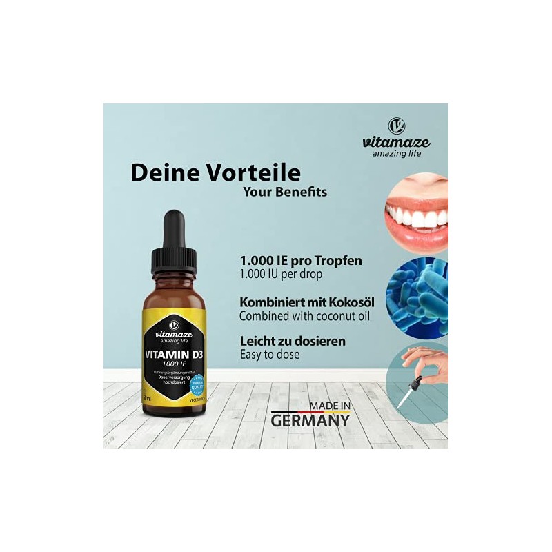 Vitamaze® Vitamine D3 Gouttes Fortes Doses 1000 UI, 50 ml