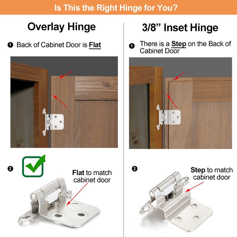 Vallecloud 10 Pack (5 Pair) Brushed Satin Nickel Self Closing