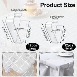 SHBAOCH 24 Pieces Plastic Table Cloth Clips for Outside Table,Transparent Large Windproof Tablecloth Clips for Christmas Home Wedding Party Indoor Outdoor Camping(2 Sizes)