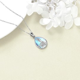 URONE Mermaid Necklace 925 Sterling Silver Moonstone Ocean Necklaces Mermaid Jewellery Gifts for Women