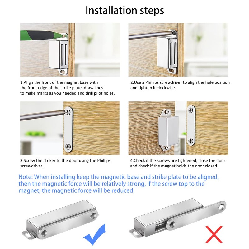 Onarway Magnetic Door Catch 4 Pack 20 lbs Strength Stainless