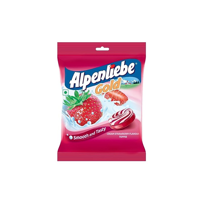 Alpenliebe Gold Candy, Cream Strawberry Flavour, 156.4g (46 Pieces)