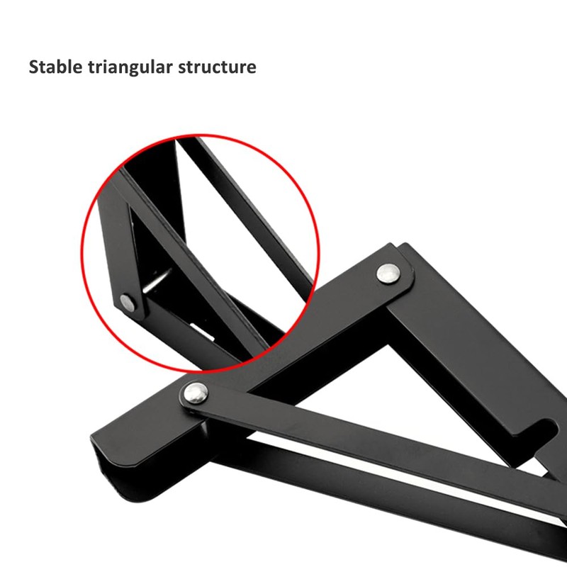 2 x Folding Bracket 200 mm, Black Folding Shelf Brackets,
