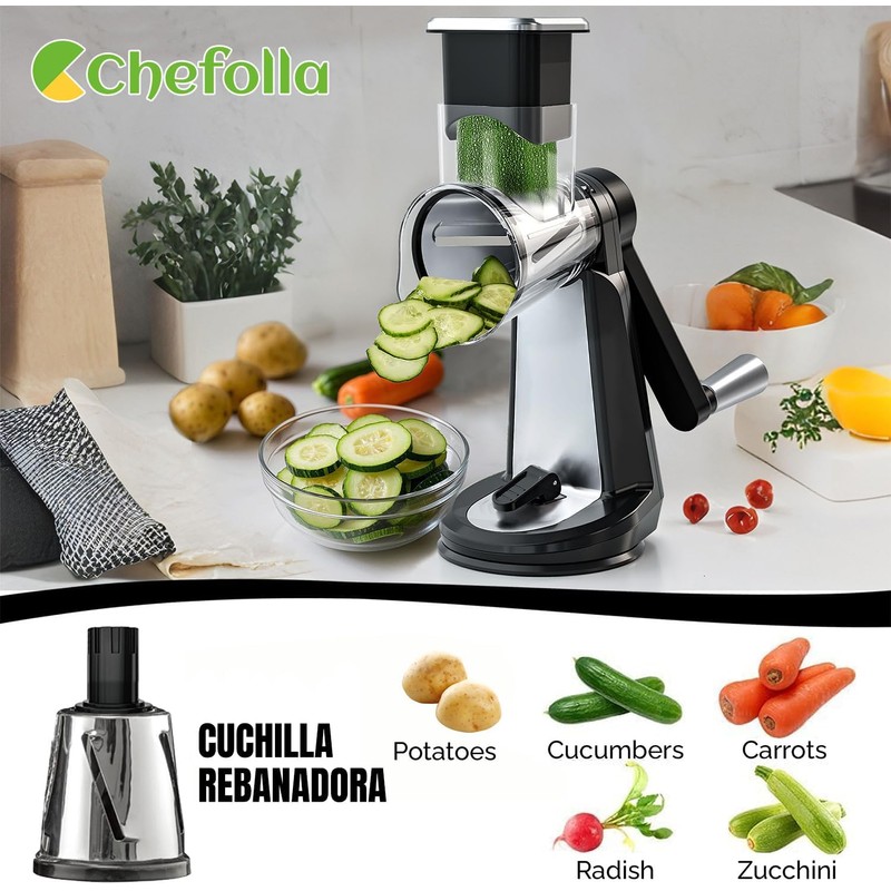 CHEFOLLA Multifuncional Cortador de Verduras,Mandolina Rallador de Verduras