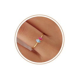 DONYUDE Birthstone Rings Adjustable 14k Gold Plated Ruby Rings for Women Trendy Stuff July Birthday Gifts for Friend Anniversary Engagement Retirement Gold Jewelry Gift